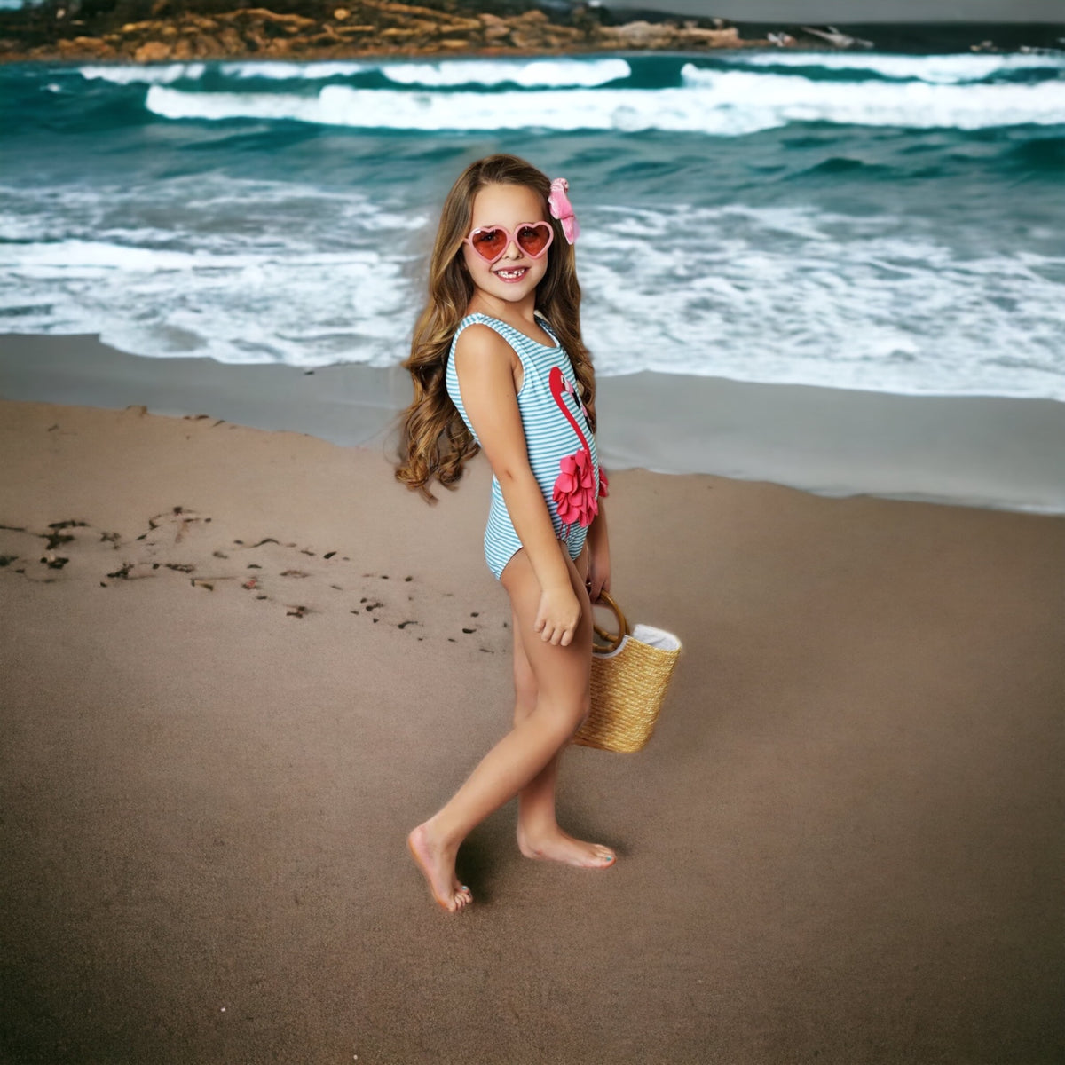 Costum de Baie Baby Girls Blue - Flamingo 3D
