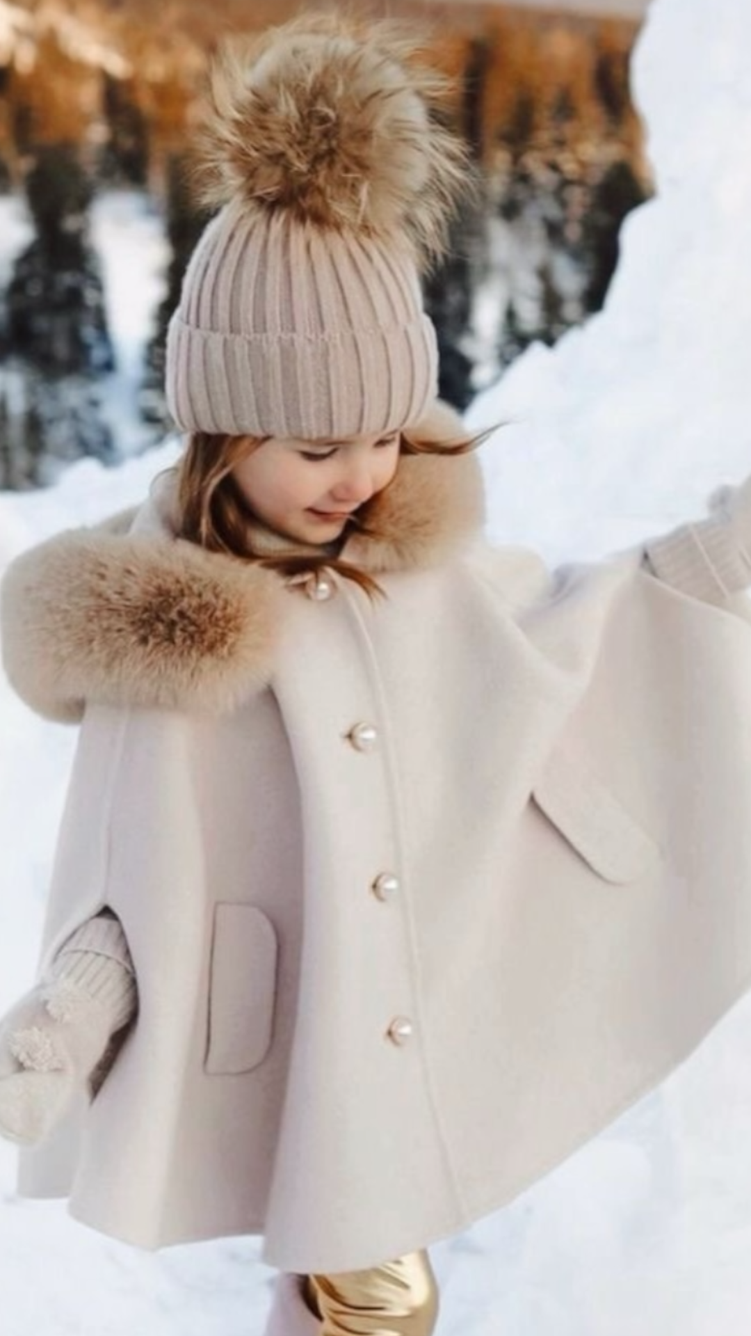 Fes copii din tricot cu mot din blana naturala – Creamy