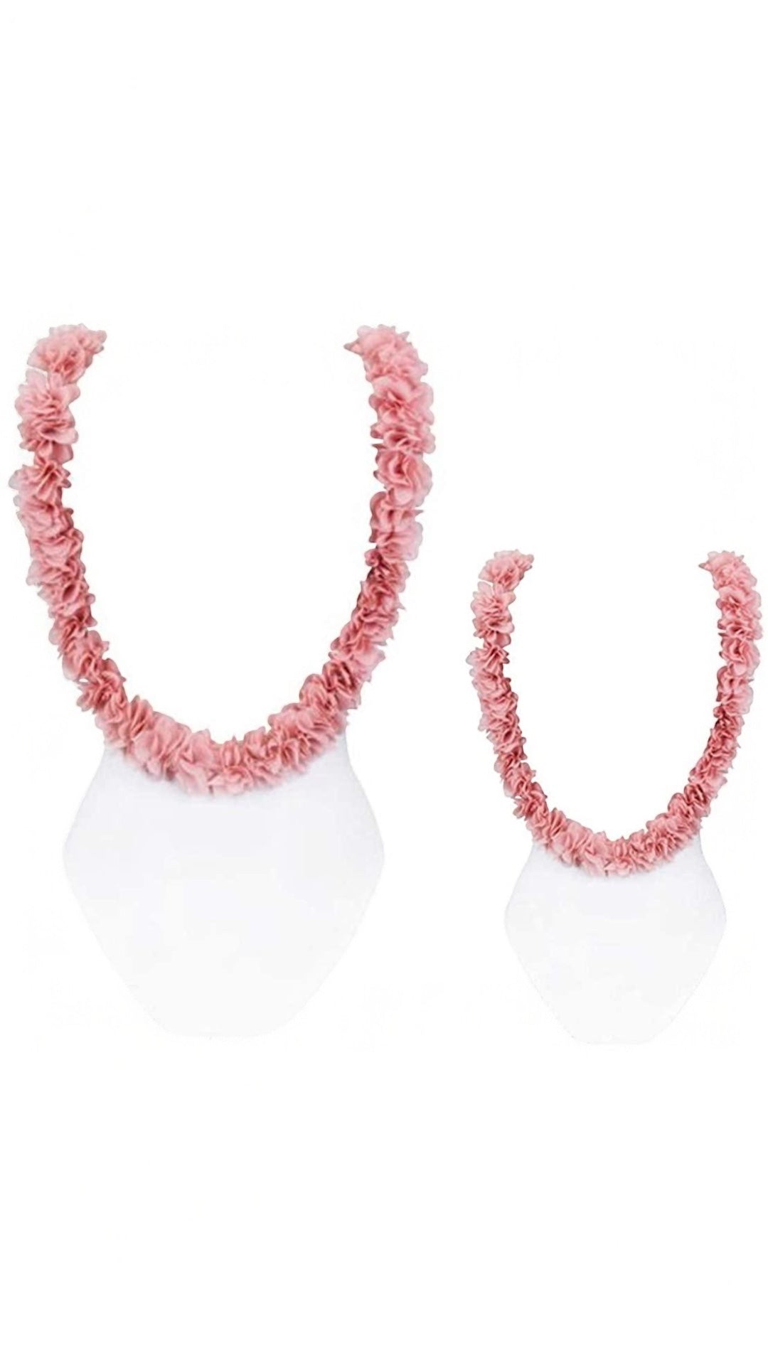Set costume de baie mama fiica model intreg alb cu flori aplicate