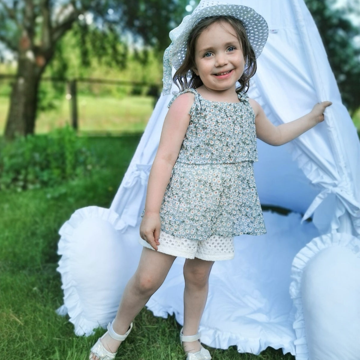 Set fete 3 piese din bumbac cu motive florale Serene