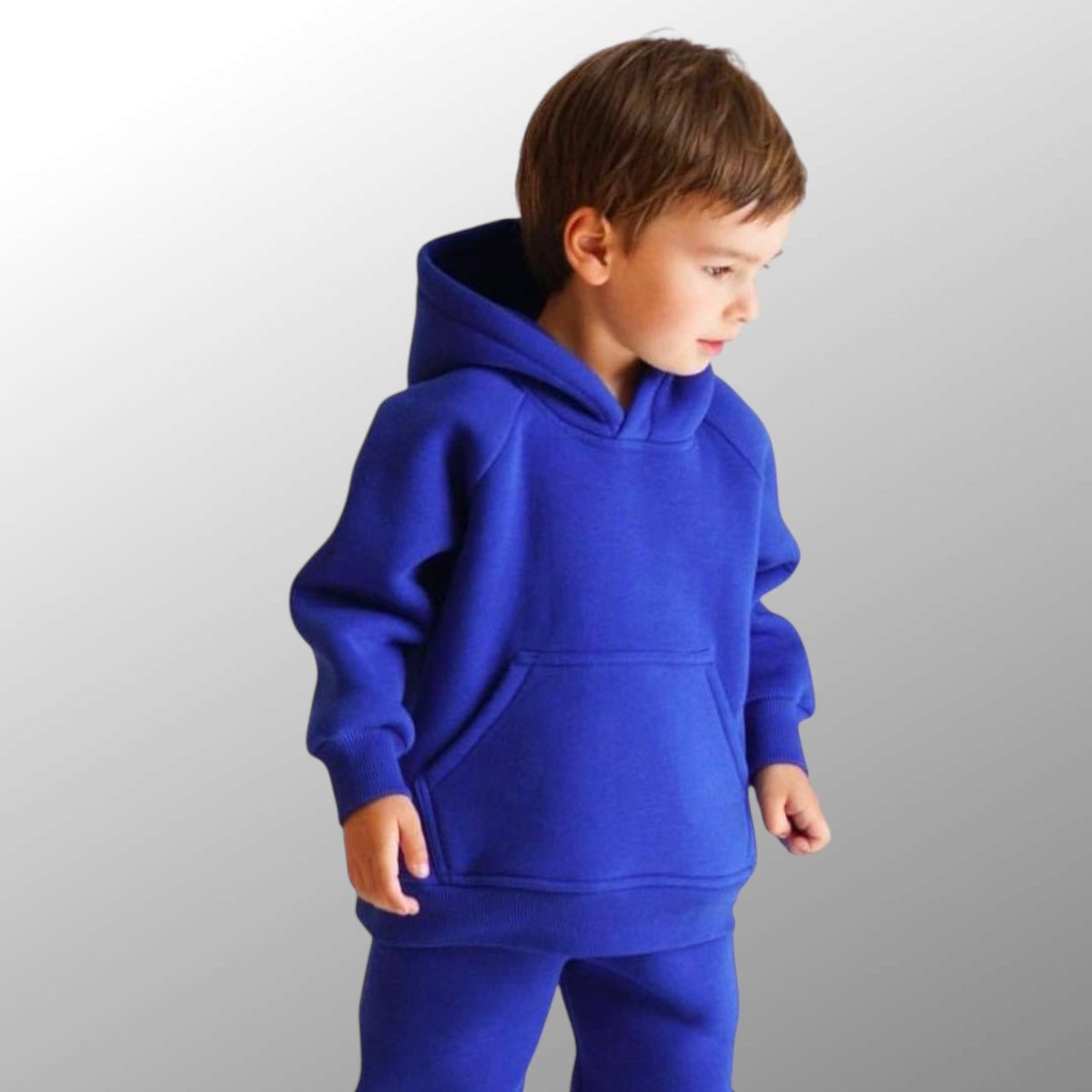 Trening baieti albastru format din hanorac oversize si pantaloni jogger