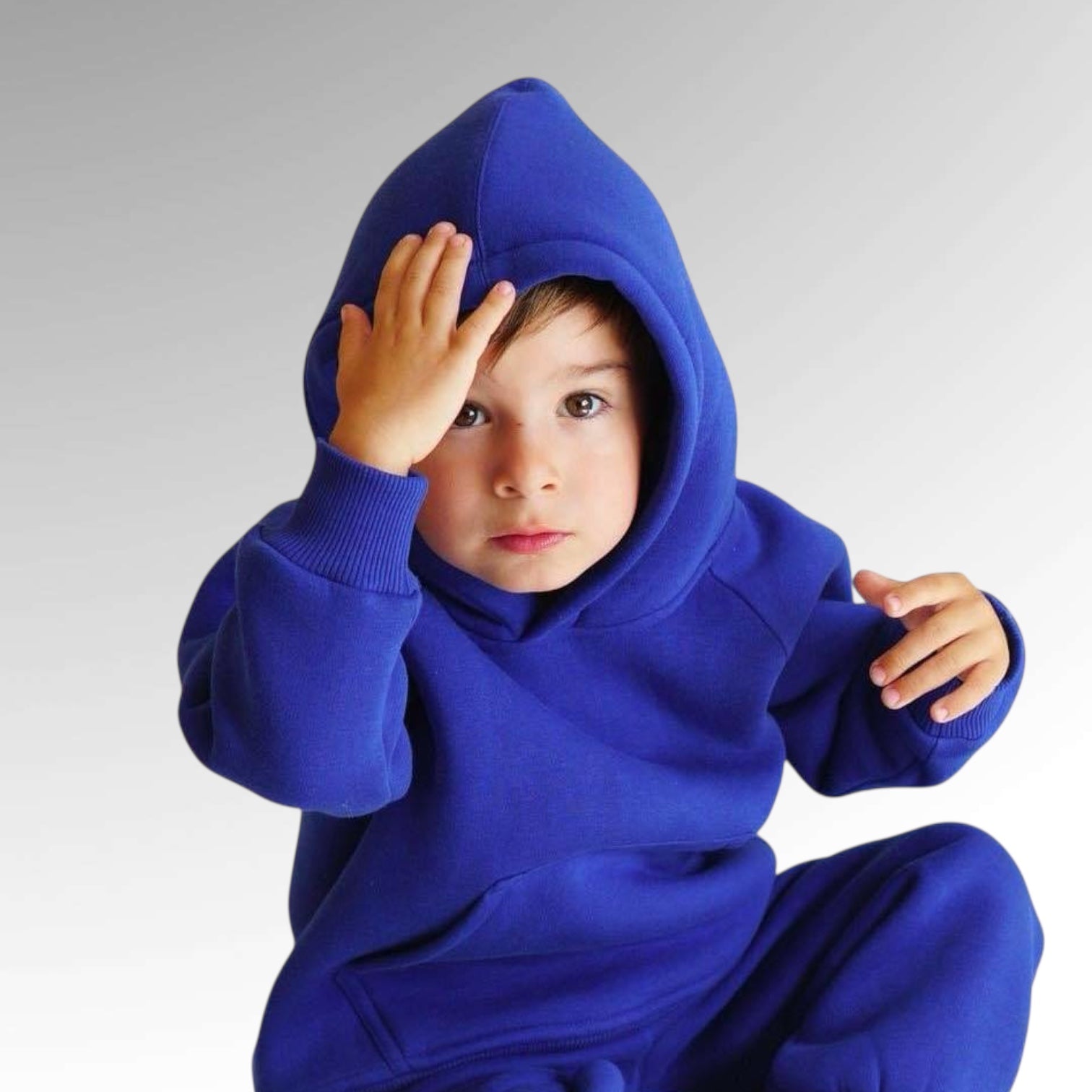 Trening baieti albastru format din hanorac oversize si pantaloni jogger