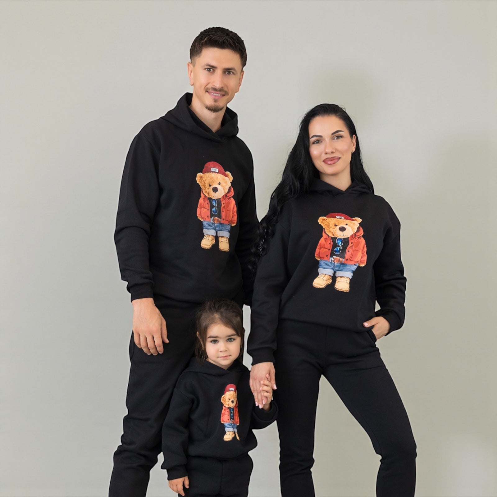 Set treninguri de familie negru cu imprimeu – Bruno Bear