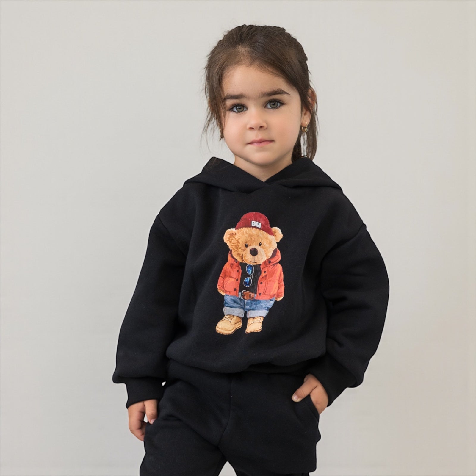 Set treninguri de familie negru cu imprimeu – Bruno Bear