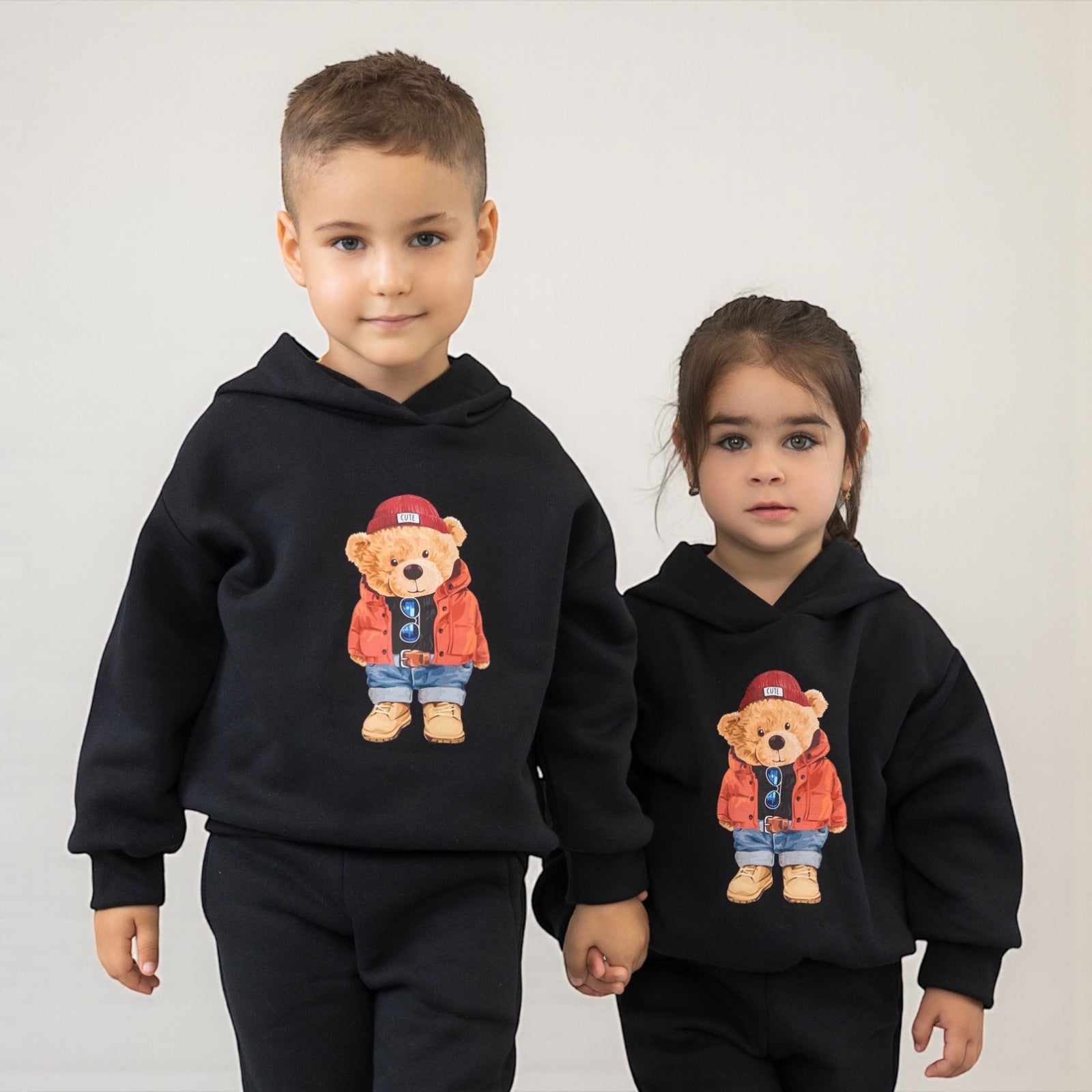 Set treninguri de familie negru cu imprimeu – Bruno Bear