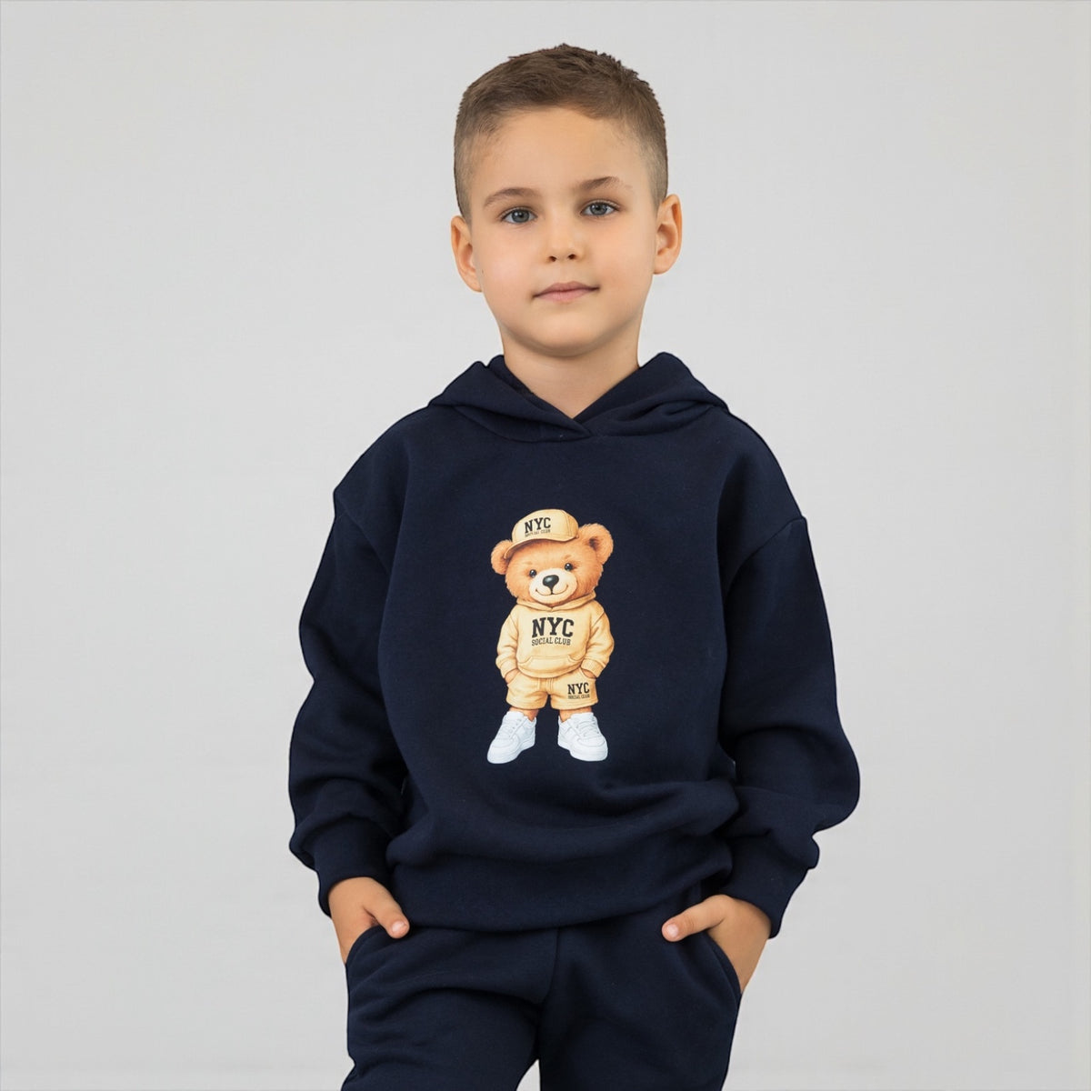 Set treninguri de familie bleumarin cu imprimeu – Leo Bear