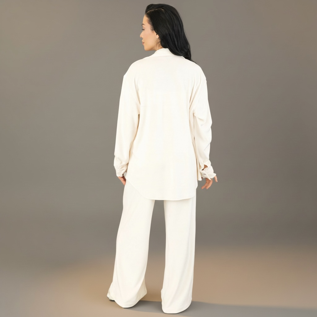 Compleu dama 3 piese off white din catifea