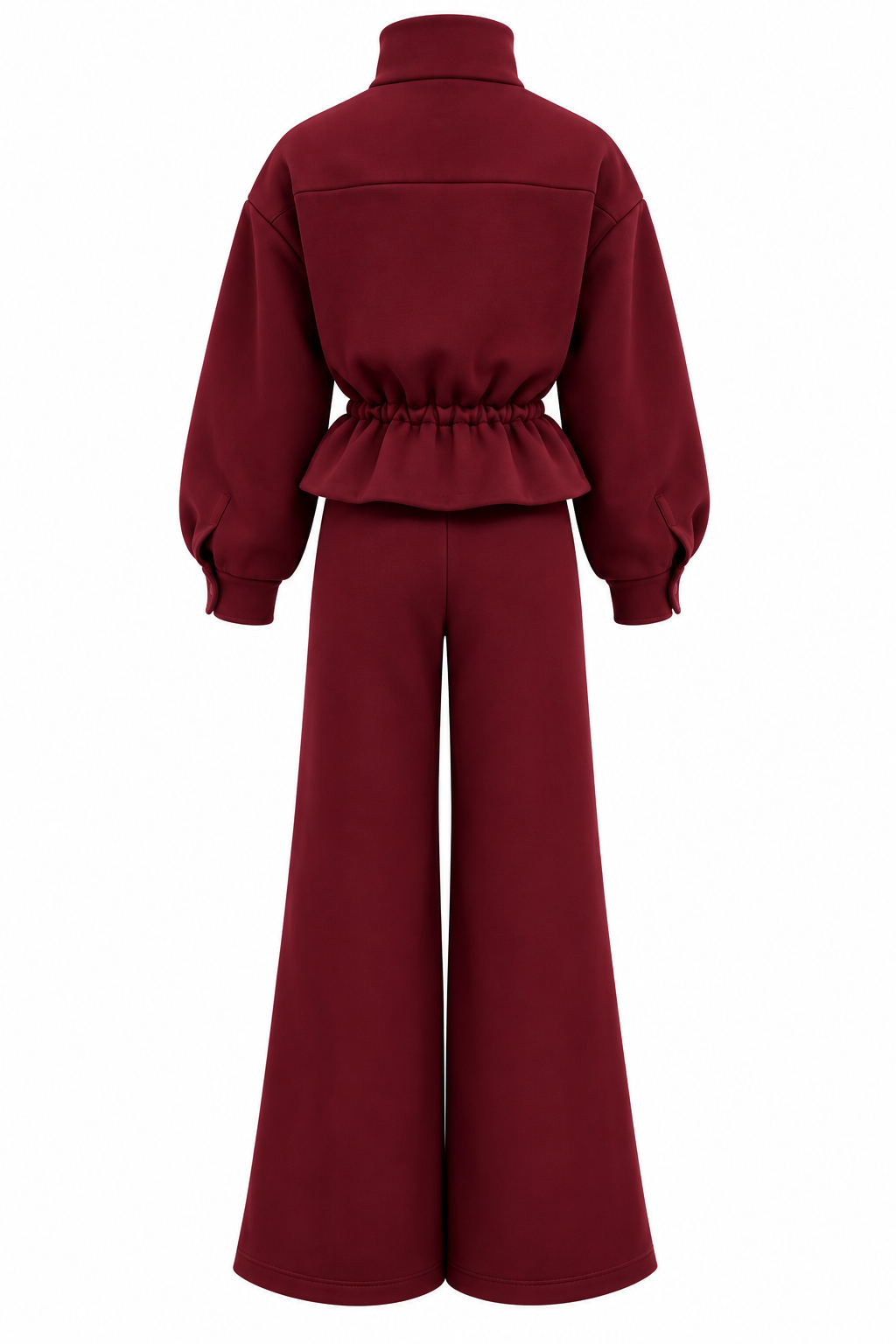 Trening dama burgundy in stil militar cu nervuri decorative si nasturi aurii