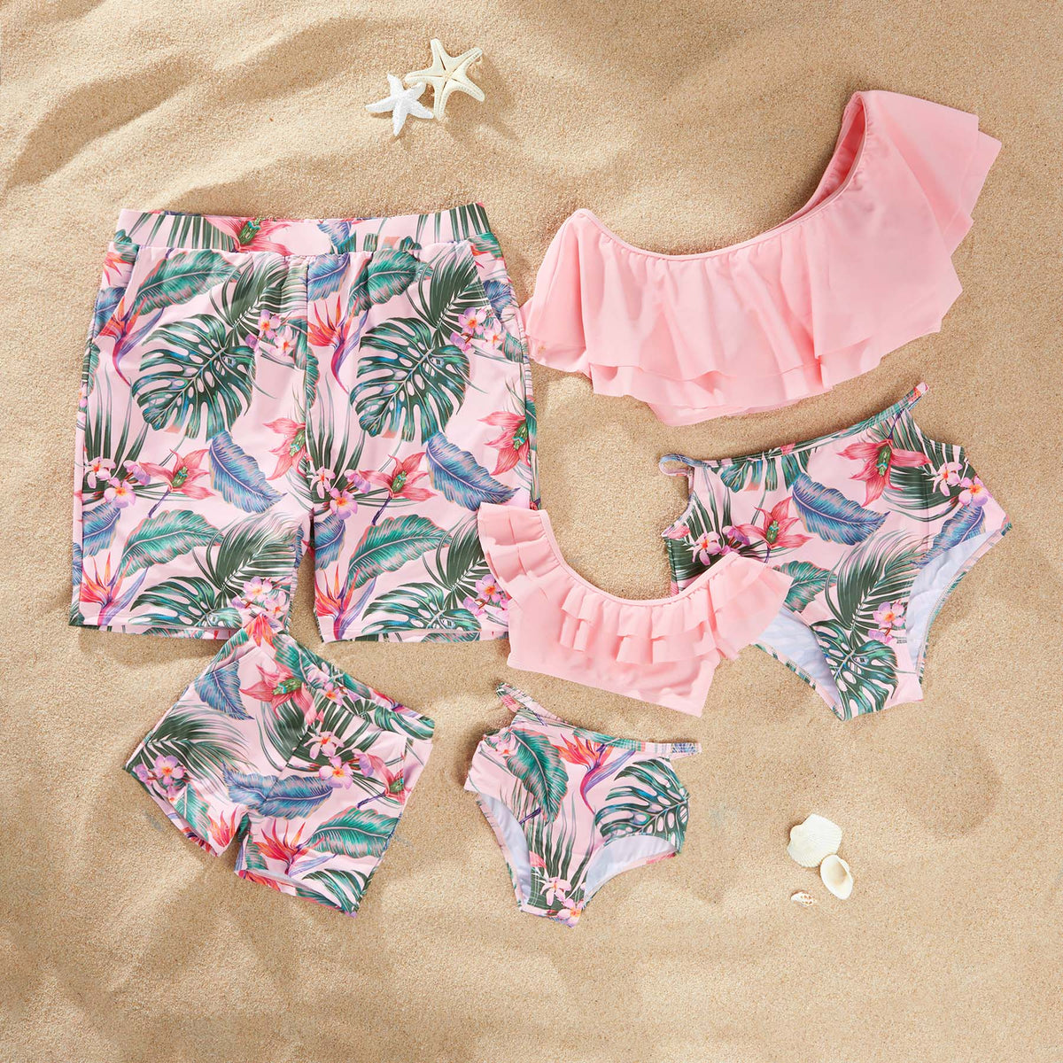 Set Costume de Baie Asortate de Familie - Summer Leaf
