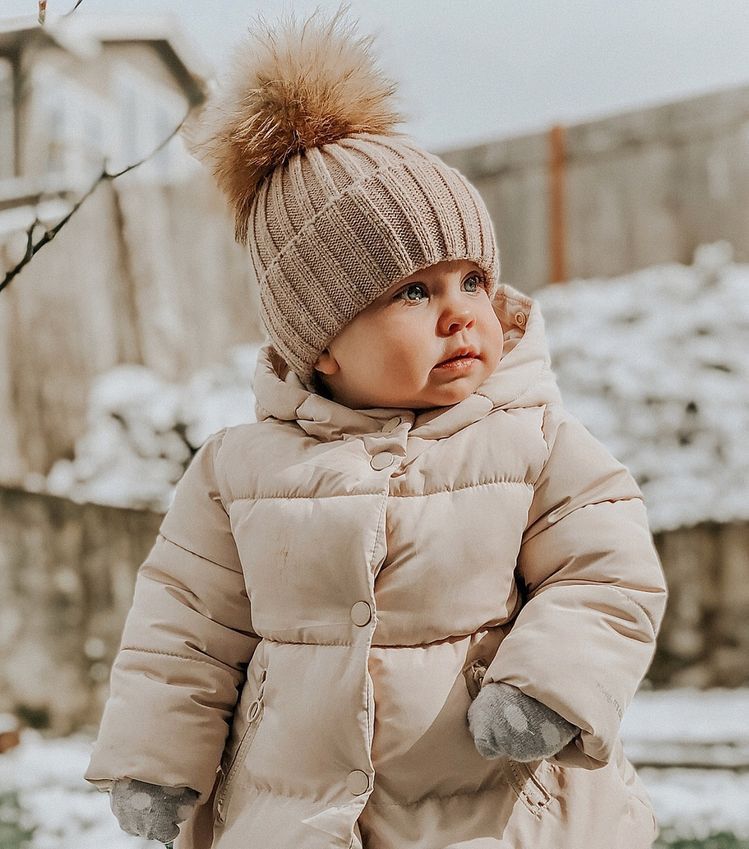 Fes copii din tricot cu mot din blana naturala - Creamy