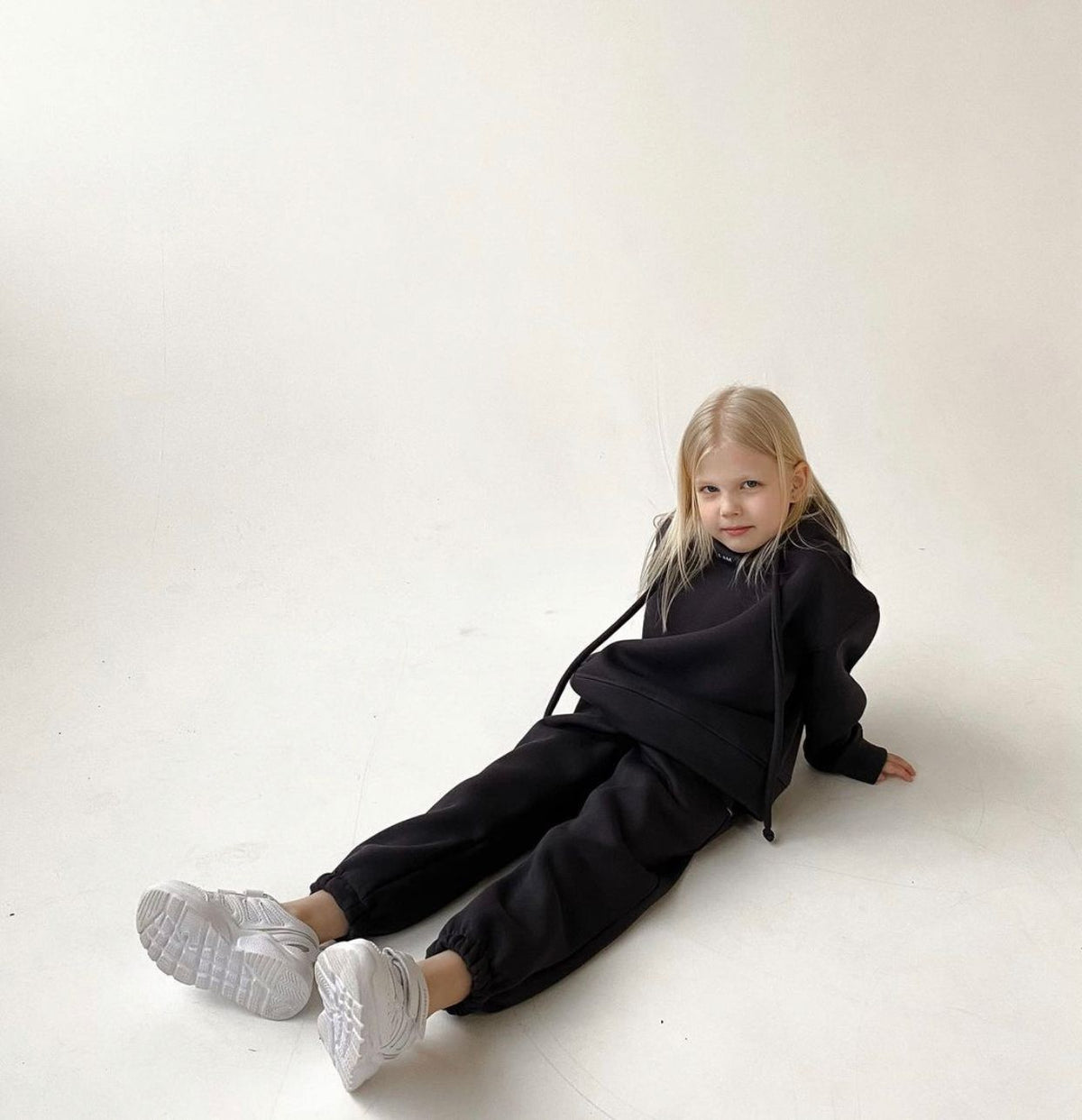 Set treninguri mama copil negru cu snur supradimensionat