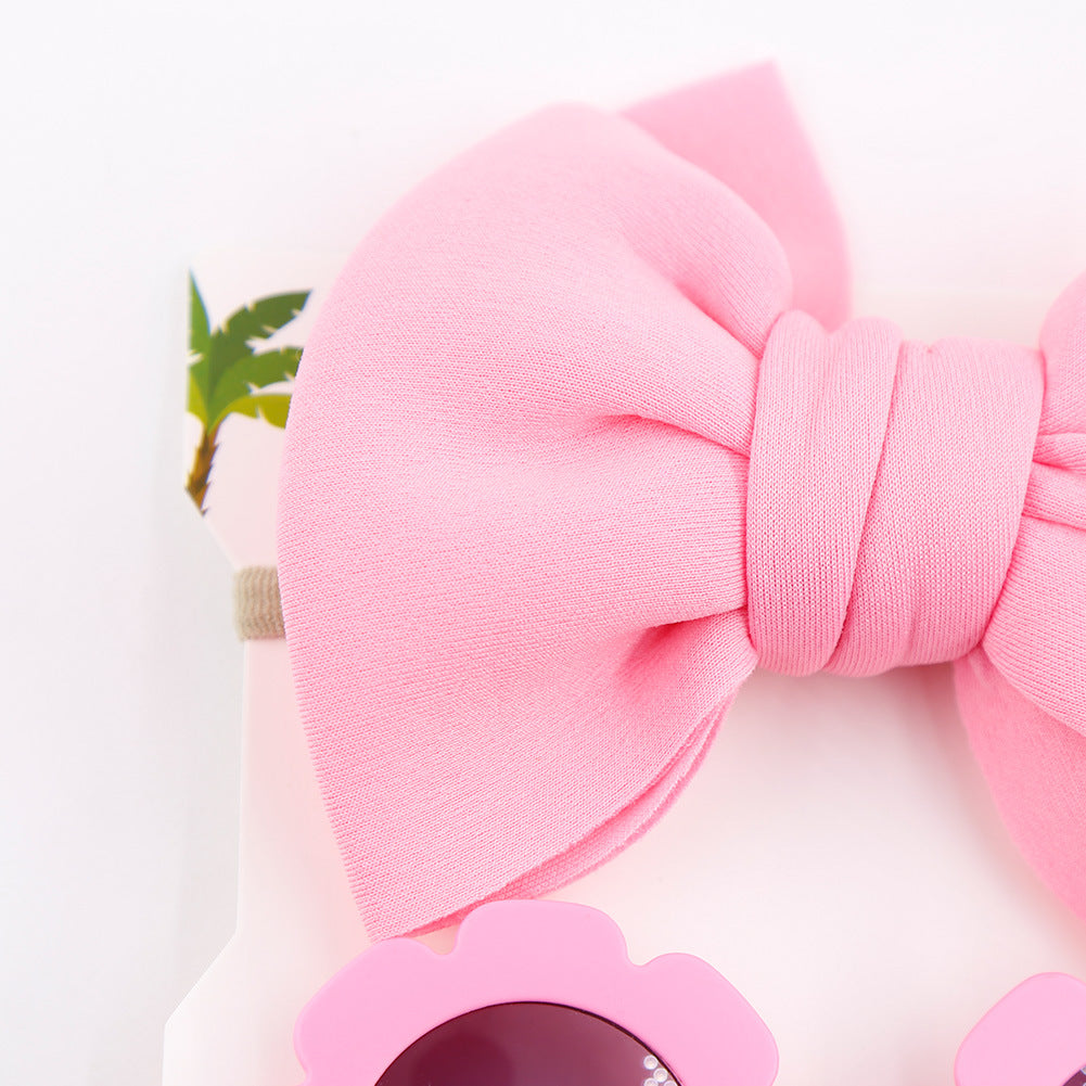 Ochelari de soare fete roz cu accesoriu funda supradimensionata