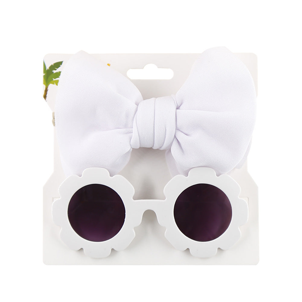 Ochelari de soare fete alb cu accesoriu funda supradimensionata