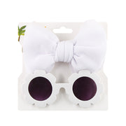 Ochelari de soare fete alb cu accesoriu funda supradimensionata
