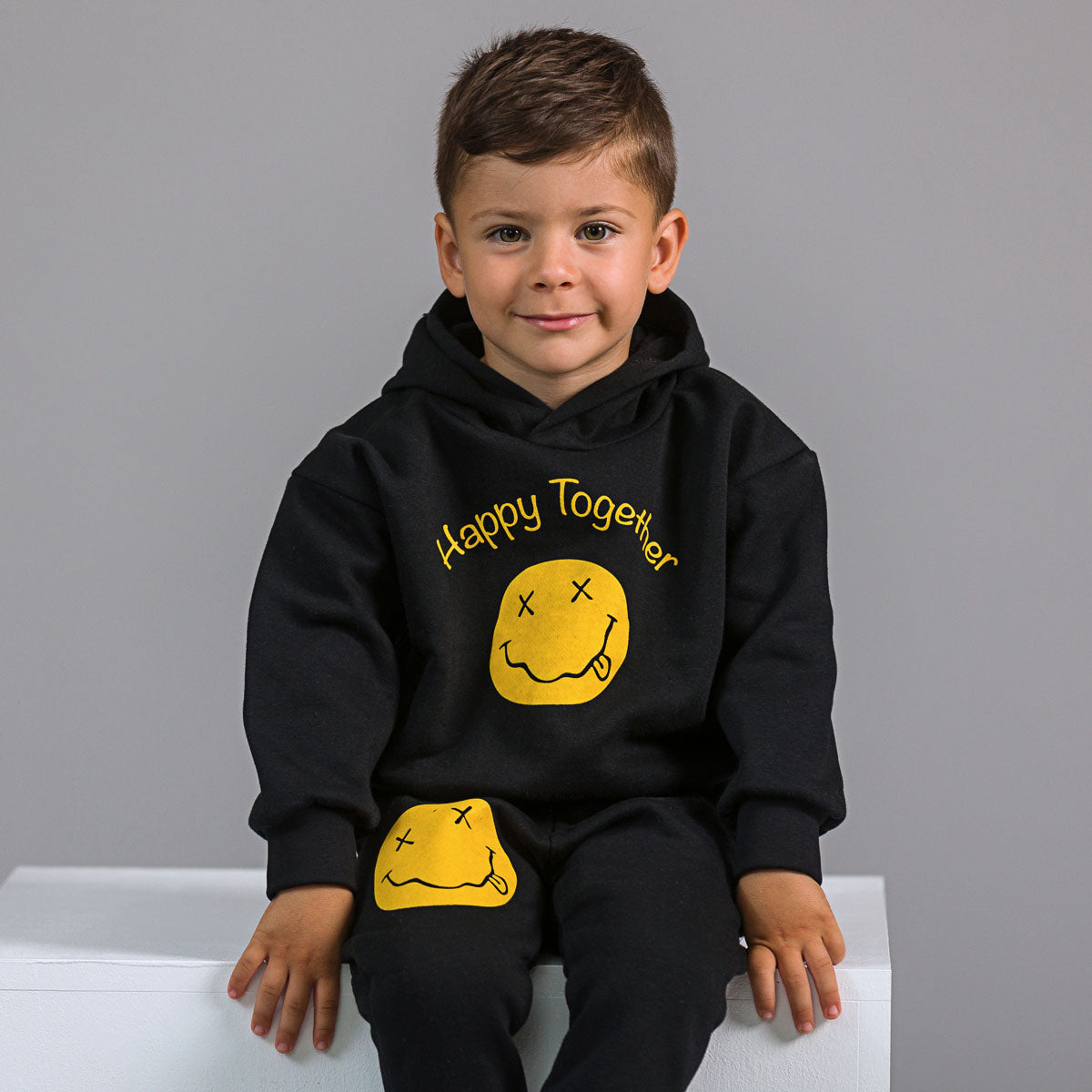 Trening baieti negru cu imprimeu smiley face