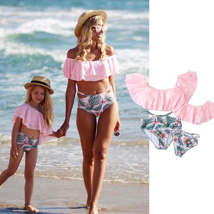 Set Costume de Baie Asortate de Familie - Summer Leaf